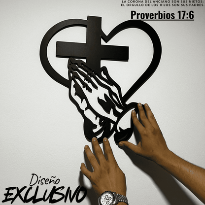 Elegante mural del Sagrado corazón de Jesús con la cruz🙏