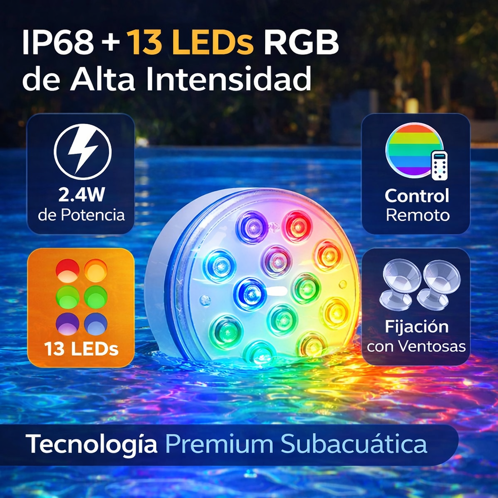 Luz LED RGB para piscina con ventosas 🚨| Precio de Lanzamiento