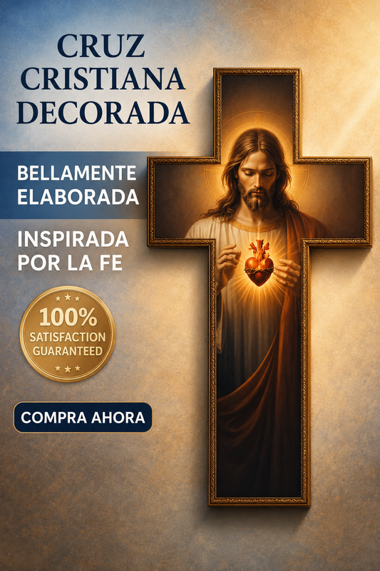 ✝️ Cruz del Sagrado Corazón de Jesús – Elegancia, Fe y Protección para tu Hogar ✝️