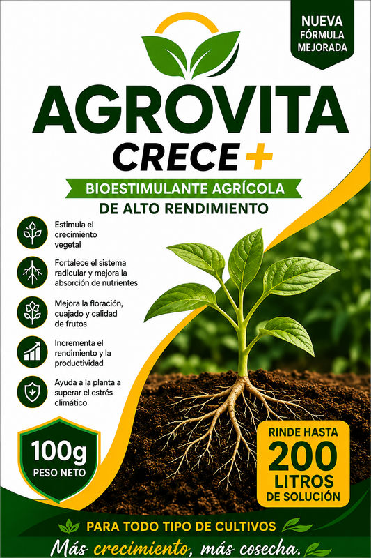 AGROVITA CRECE+ 🌱Hormona Agrícola | Más crecimiento. Más cosecha. Más rentabilidad.