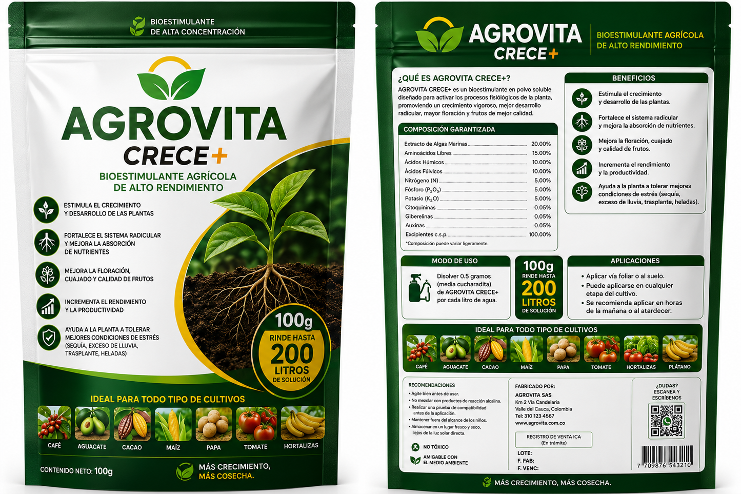 AGROVITA CRECE+ 🌱Hormona Agrícola | Más crecimiento. Más cosecha. Más rentabilidad.