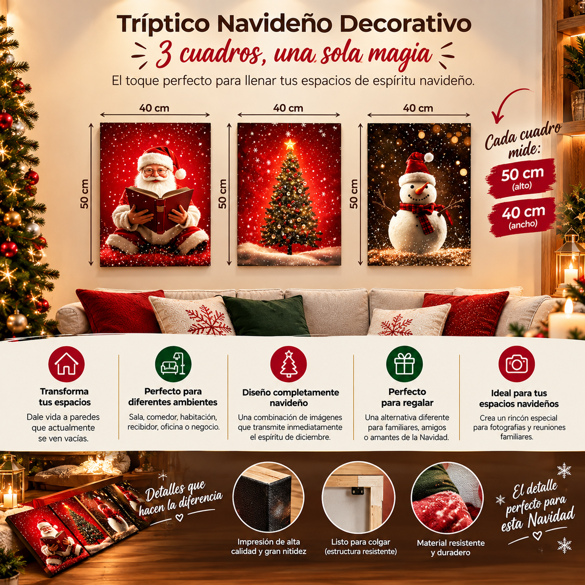 Decoración Navideña Lienzo Pared | Unidades limitadas
