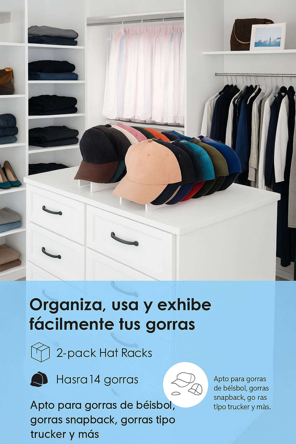 ORGANIZADOR DE GORRAS PAGUE 1 LLEVE 2