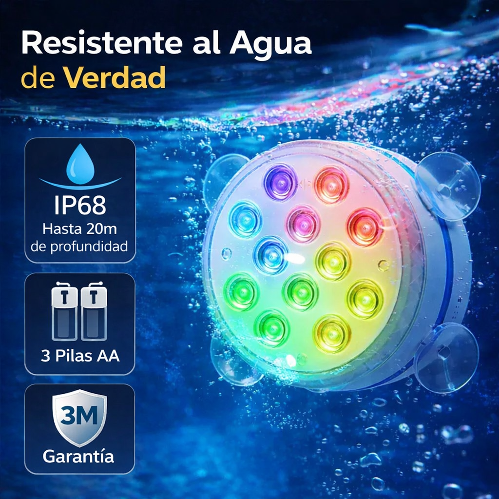 Luz LED RGB para piscina con ventosas 🚨| Precio de Lanzamiento
