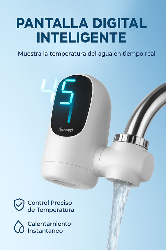 ¡Electrifica tu grifo sin conexiones ! Calentamiento digital instantáneo: recargable e inalámbrico