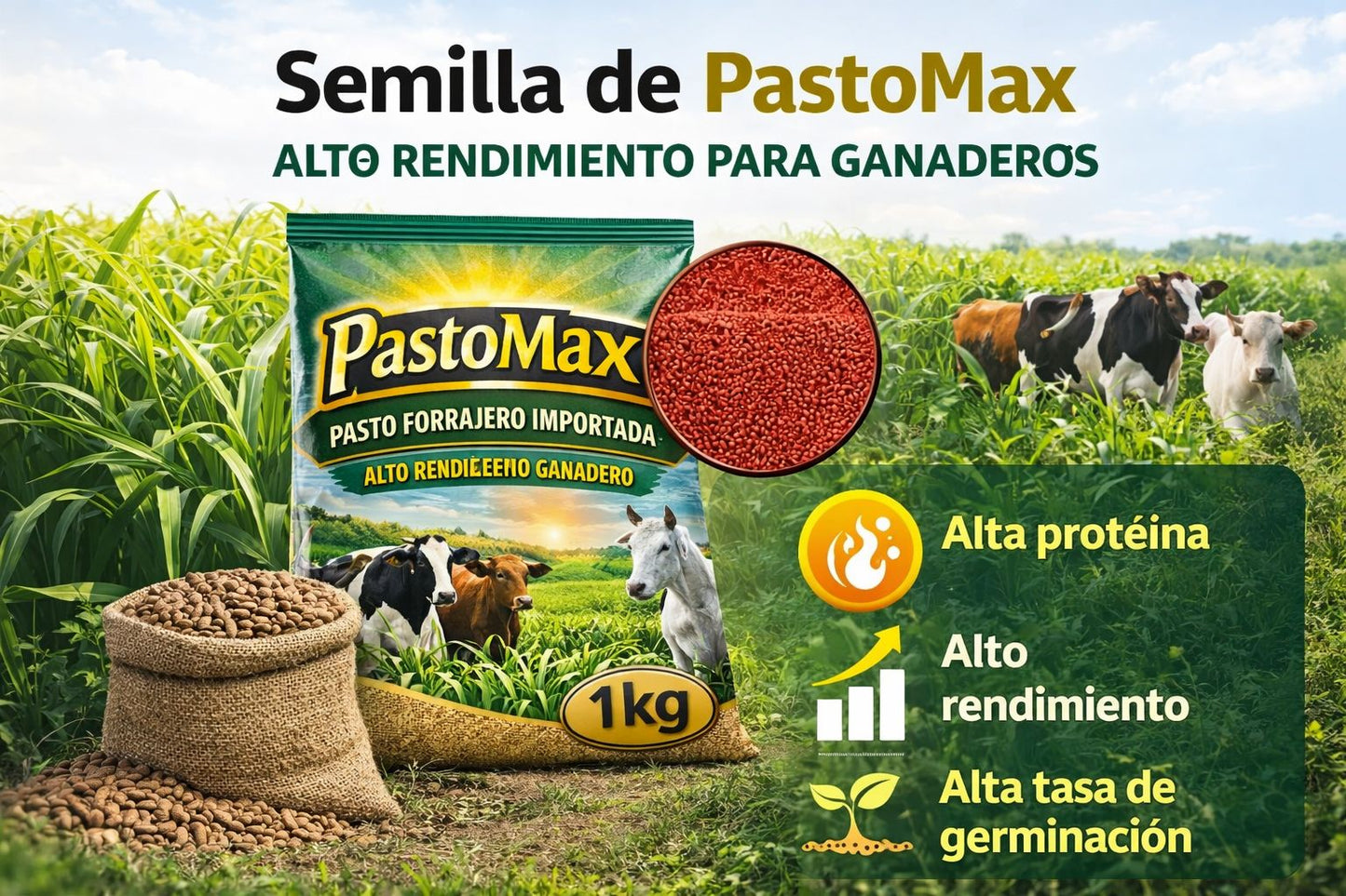 PASTOMAX |✅Semillas forrajeras de alto rendimiento (1Kg)