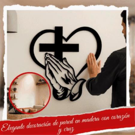 Elegante mural del Sagrado corazón de Jesús con la cruz🙏