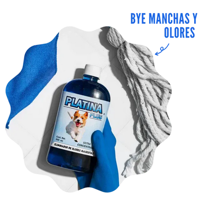 2X1 Eliminador de Olores Mascotas - ULTRA Concentrado - Platina PLUS - 500ml