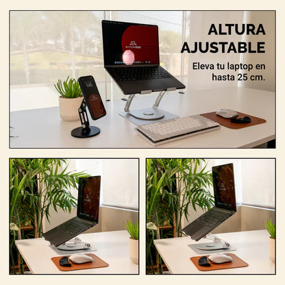 Soporte Ergonómico Giratorio Para Laptop En Aluminio 💻