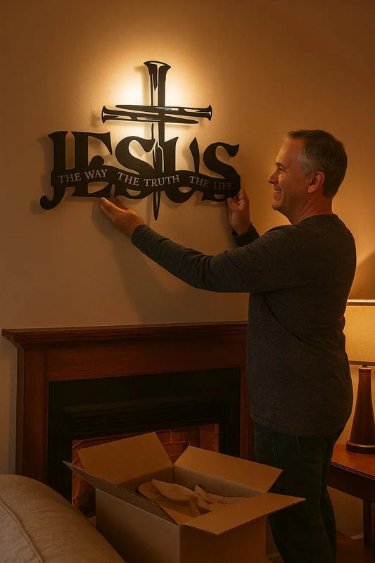 🔥Arte para pared con diseño de Jesús y la cruz - ⌛Diseño limitada hecho a mano